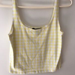 Yellow and White Gingham Crop Top